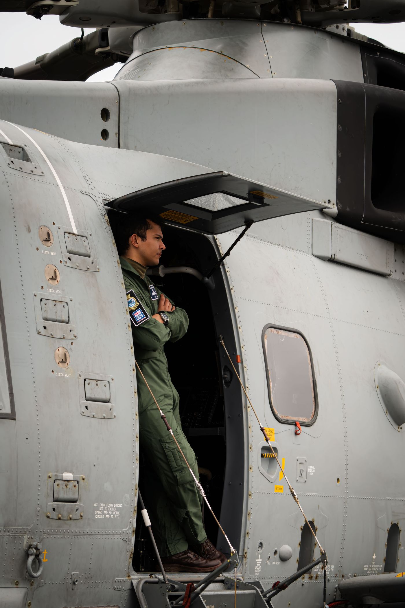 Person i helikopter